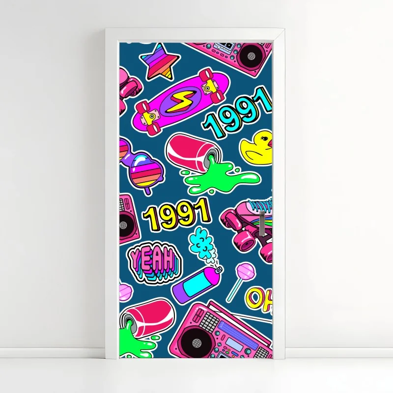 Türaufkleber lebendige 90er aufkleber-collage