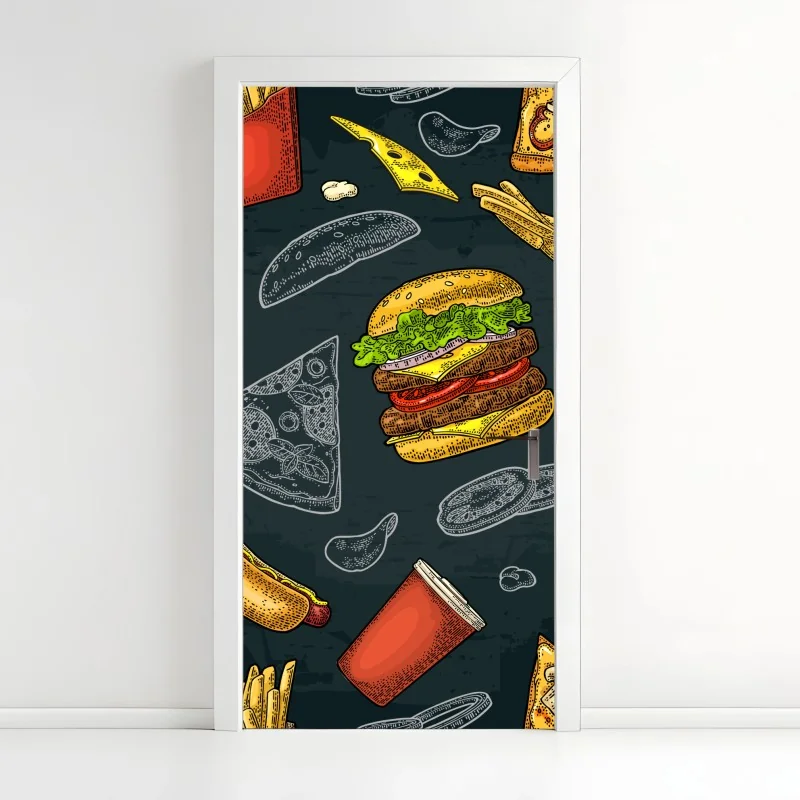 Türaufkleber vintage fast-food muster