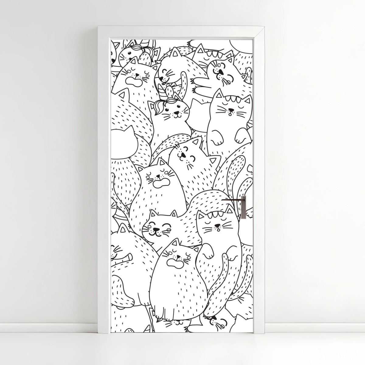 Türaufkleber verspieltes katzen-doodle muster – Wallnifity®