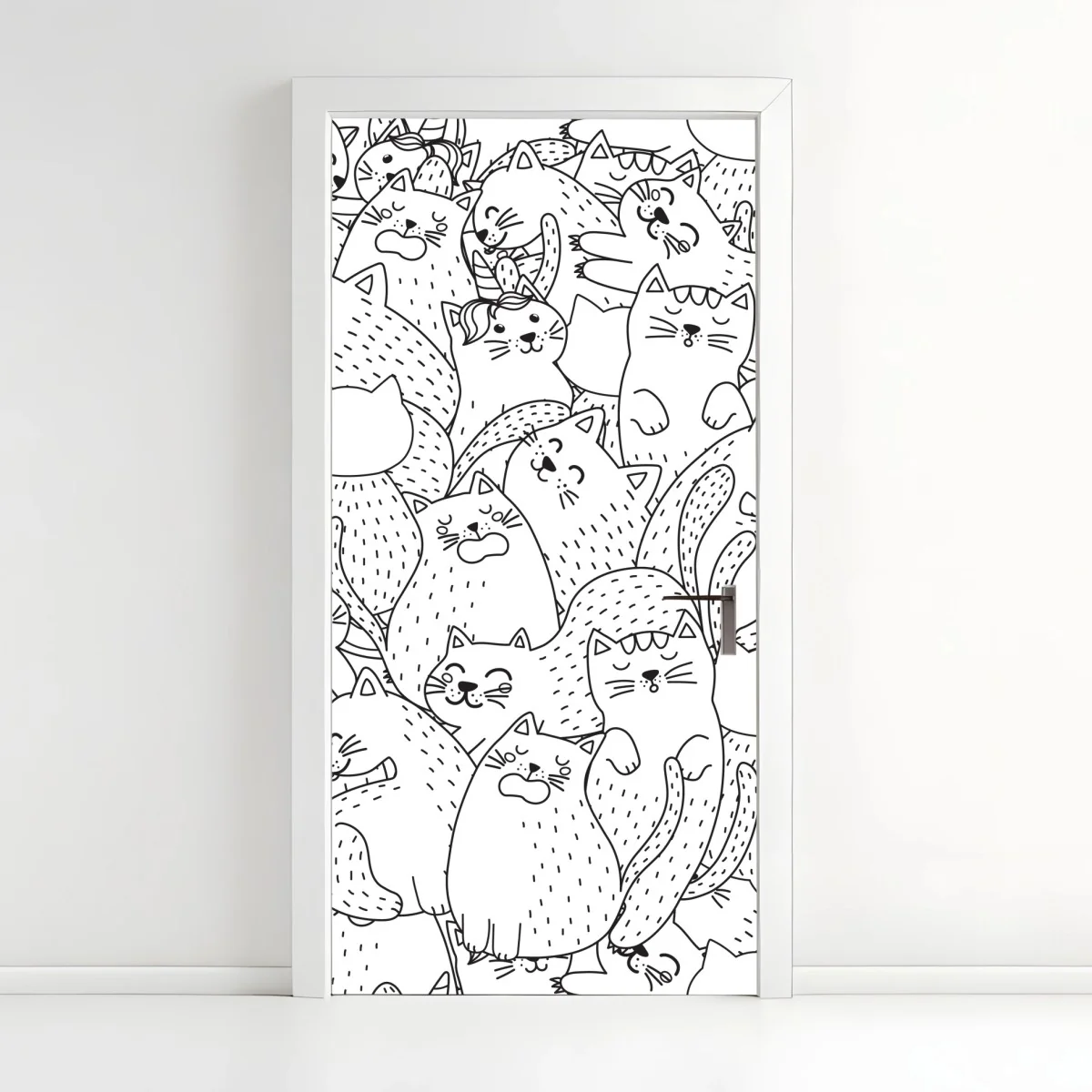 Türaufkleber verspieltes katzen-doodle muster – Wallnifity®