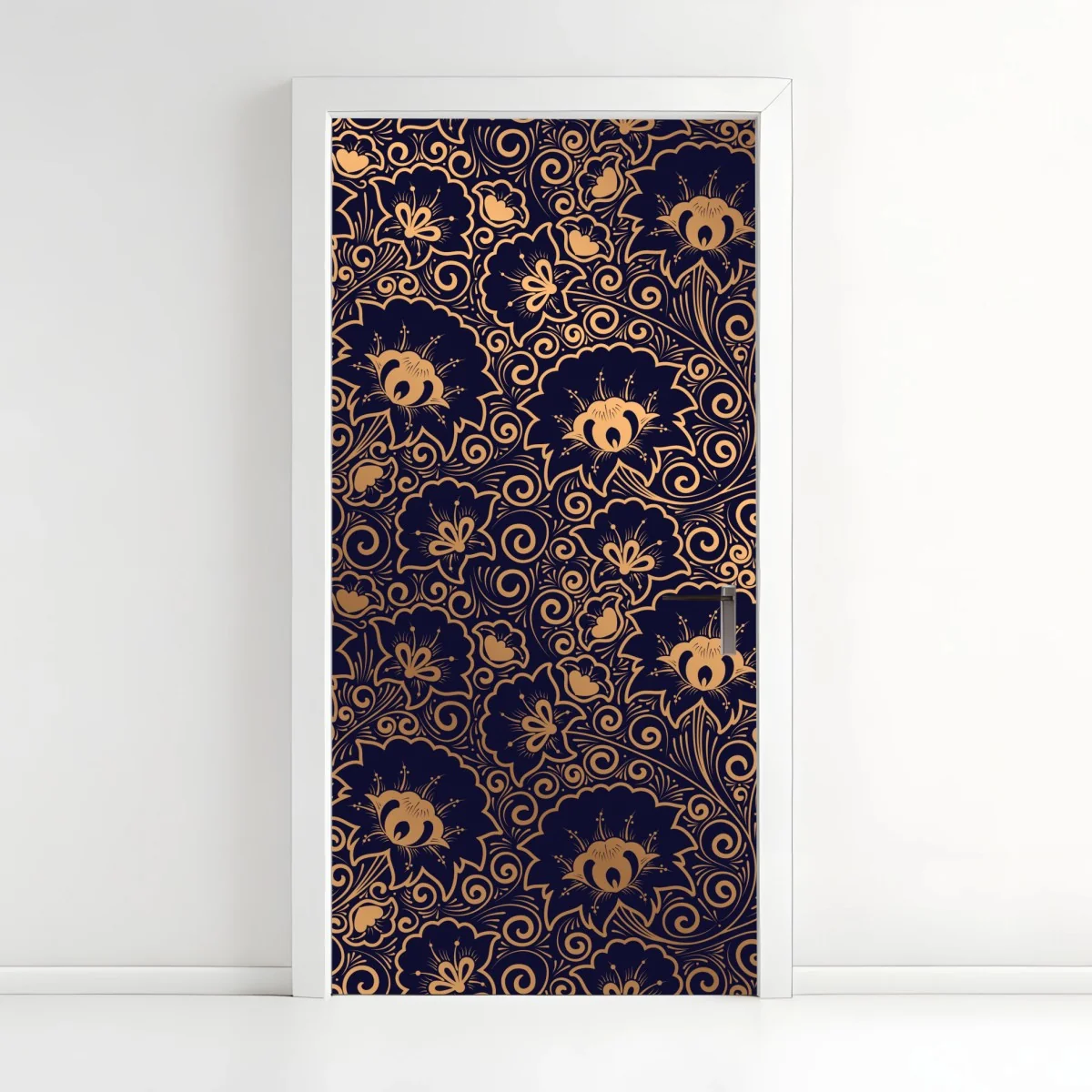 Türaufkleber luxuriöses goldenes blumenmuster auf dunklem hintergrund – Wallnifity® Türaufkleber luxuriöses goldenes blumenmuster auf dunklem hintergrund – Wallnifity®