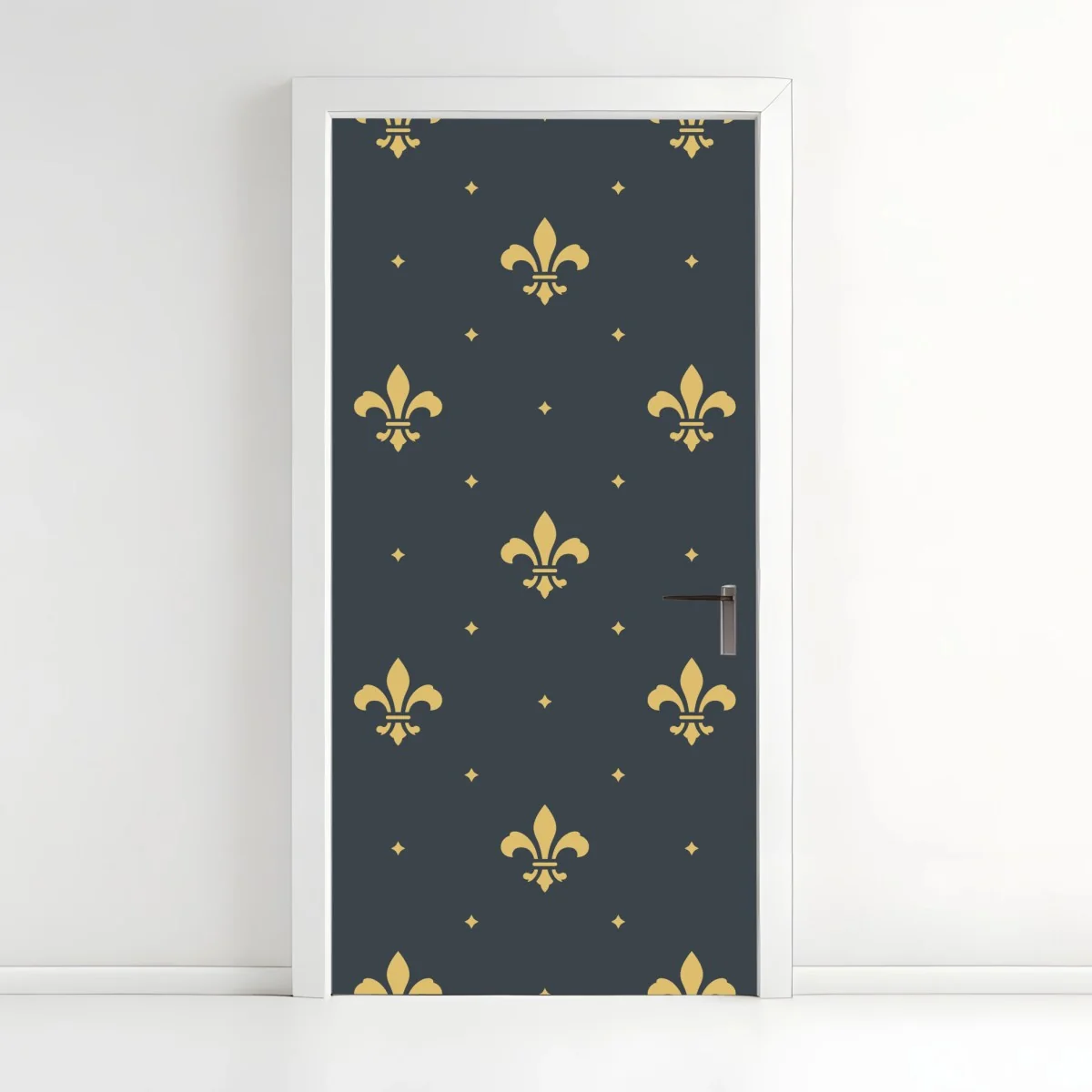 Türaufkleber goldenes lilienmuster auf dunklem hintergrund – Wallnifity® Türaufkleber goldenes lilienmuster auf dunklem hintergrund – Wallnifity®