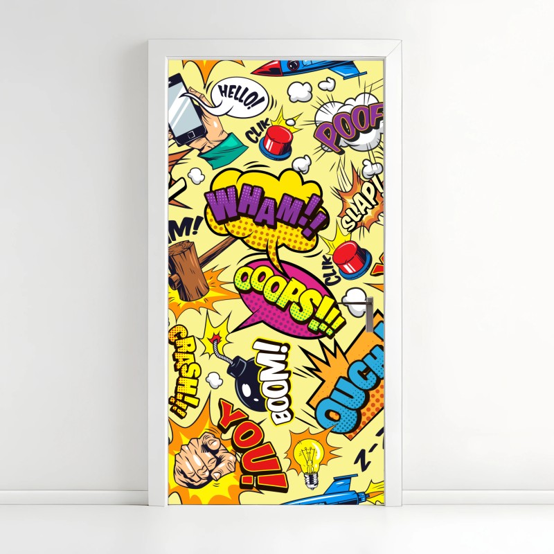 Türaufkleber retro pop-art comic collage