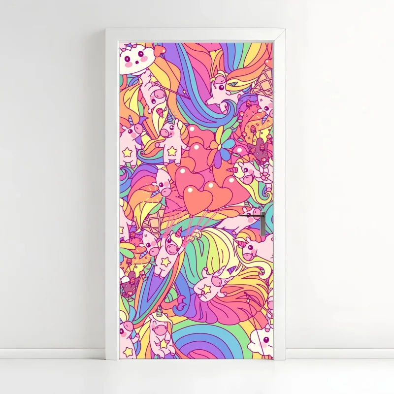 Türaufkleber feine botanische linienzeichnung mit blumen – Wallnifity®