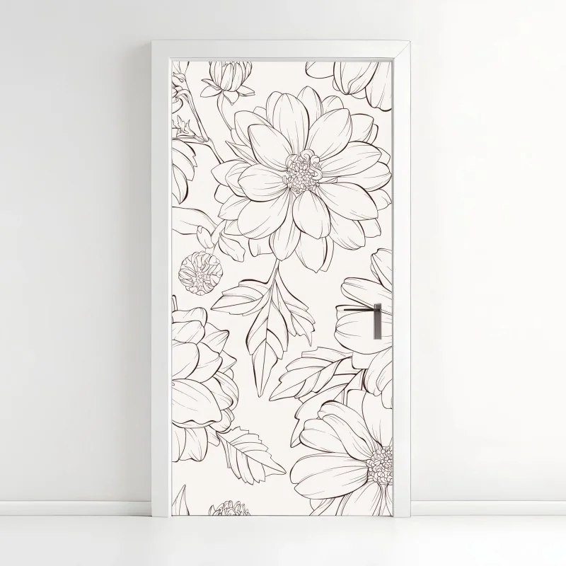 Türaufkleber strukturiertes trockenes blatt nahaufnahme – Wallnifity®