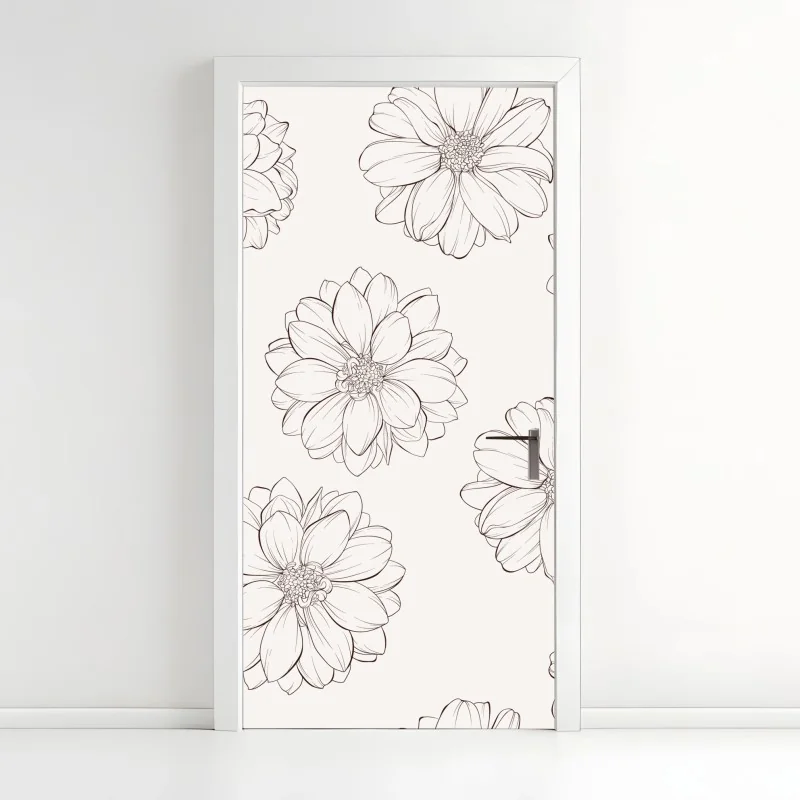 Türaufkleber zartes blumenmuster in beige