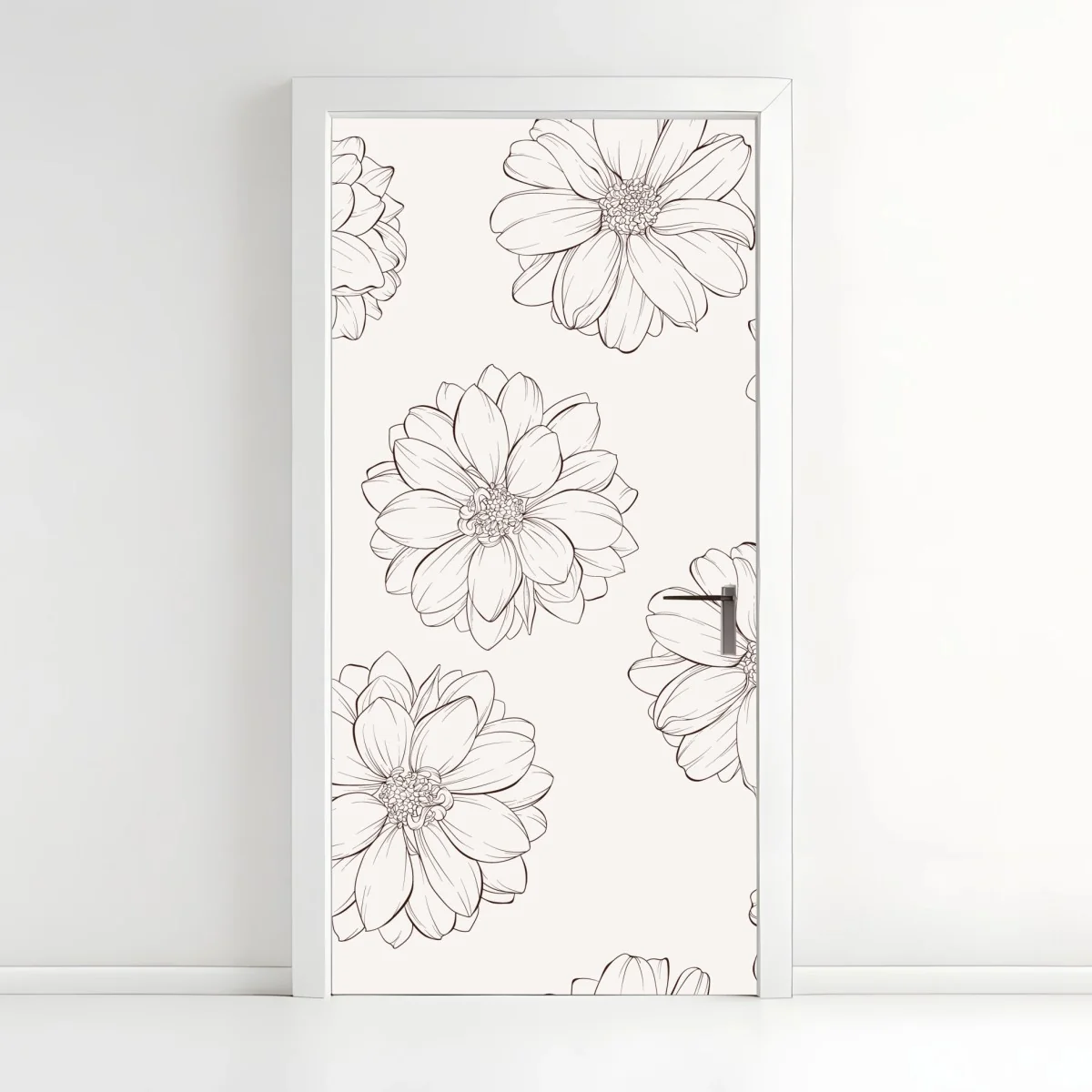 Türaufkleber zartes blumenmuster in beige – Wallnifity®