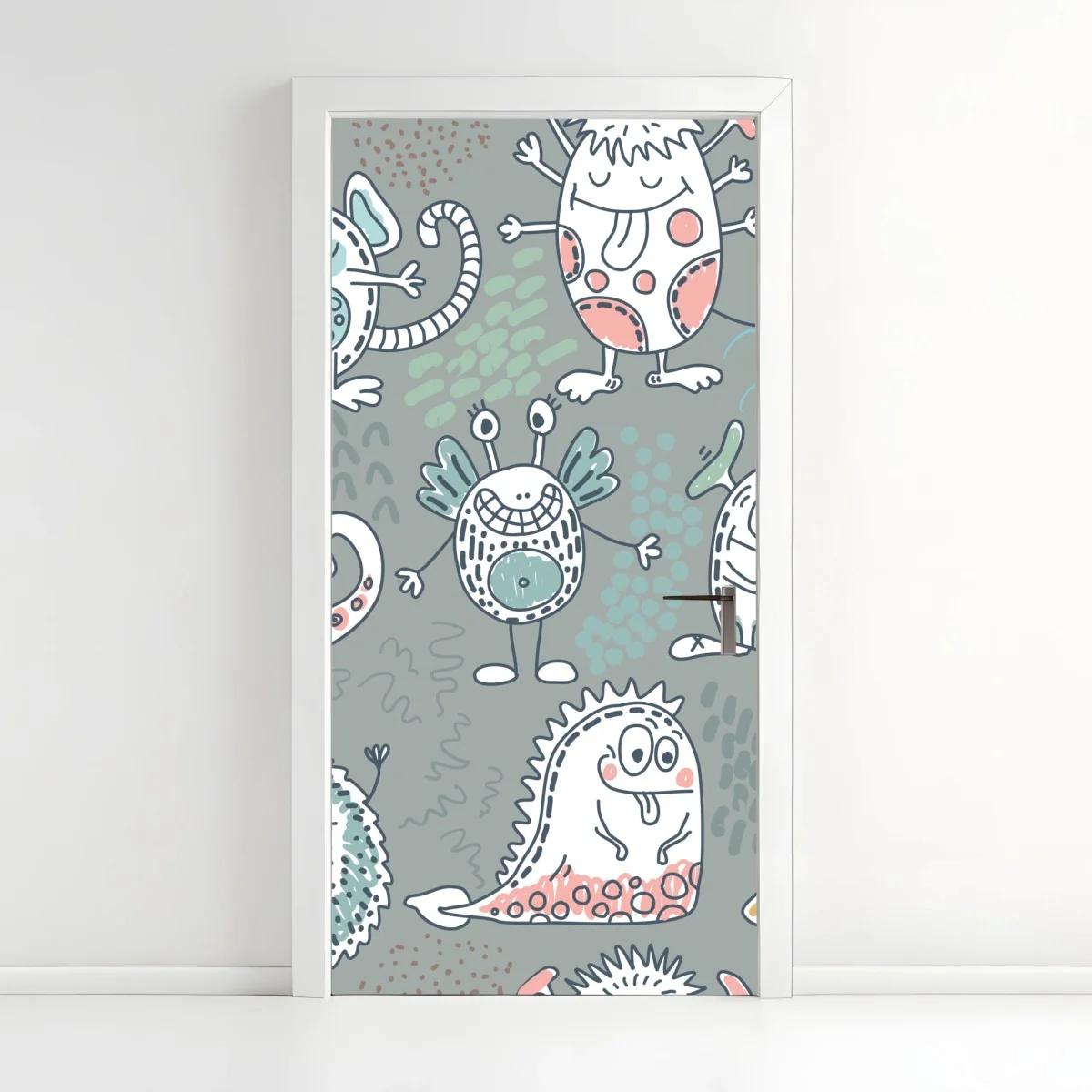 Türaufkleber verspieltes pastellmonster-muster – Wallnifity® Türaufkleber verspieltes pastellmonster-muster – Wallnifity®