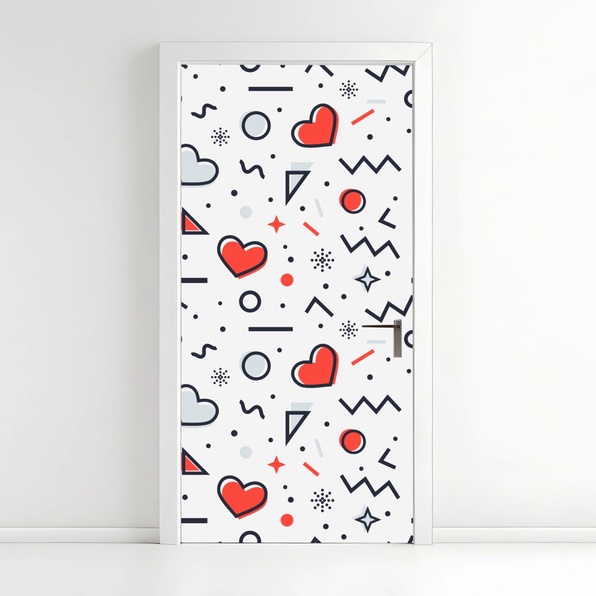 Türaufkleber verspieltes herzenmuster auf weißem hintergrund – Wallnifity®