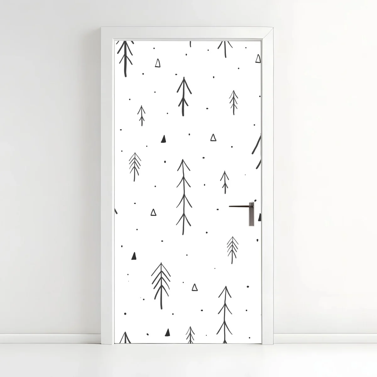 Türaufkleber minimalistisches muster mit handgezeichneten bäumen – Wallnifity®