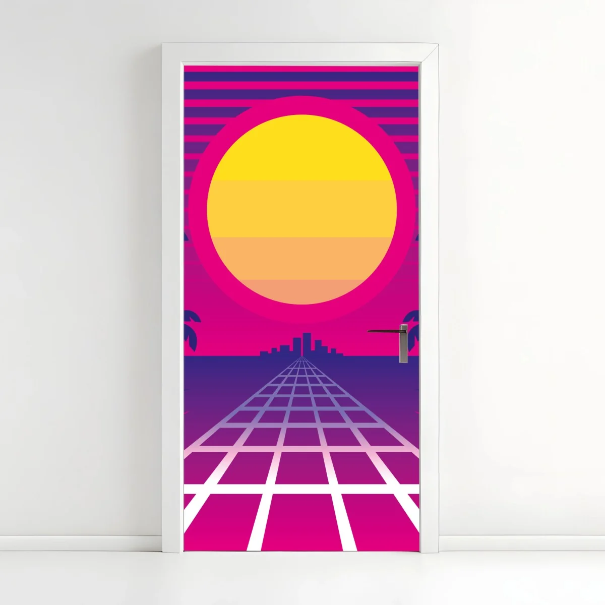 Türaufkleber neon sonnenuntergang skyline – Wallnifity®