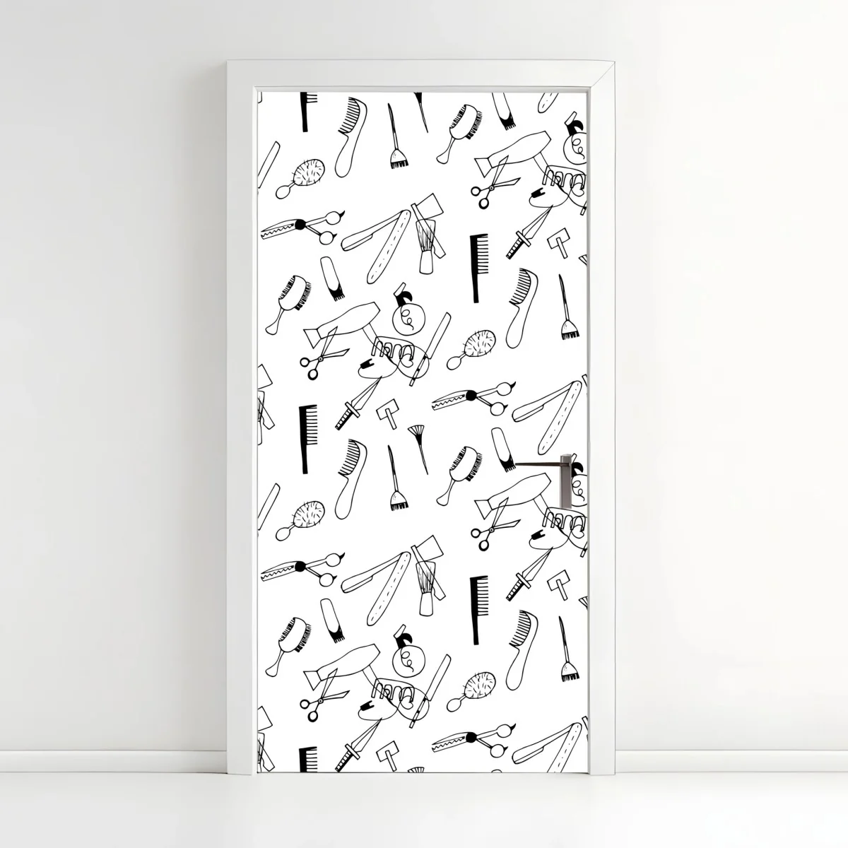 Türaufkleber handgezeichnetes muster von friseurwerkzeugen – Wallnifity® Türaufkleber handgezeichnetes muster von friseurwerkzeugen – Wallnifity®