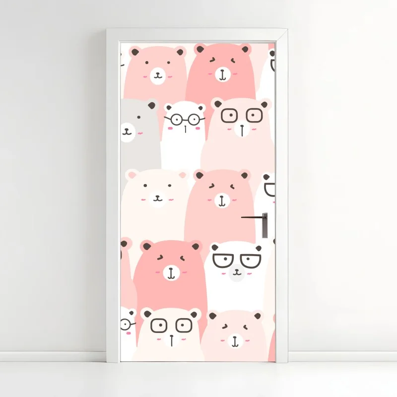 Türaufkleber pastell bärenmuster für das kinderzimmer