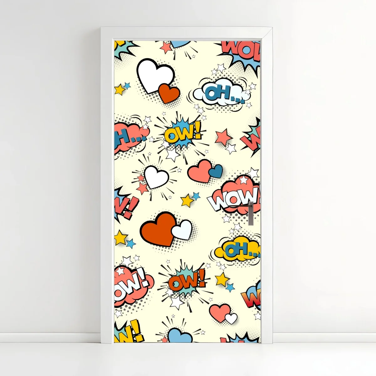 Türaufkleber pop art comic-herzen und sprechblasen – Wallnifity®