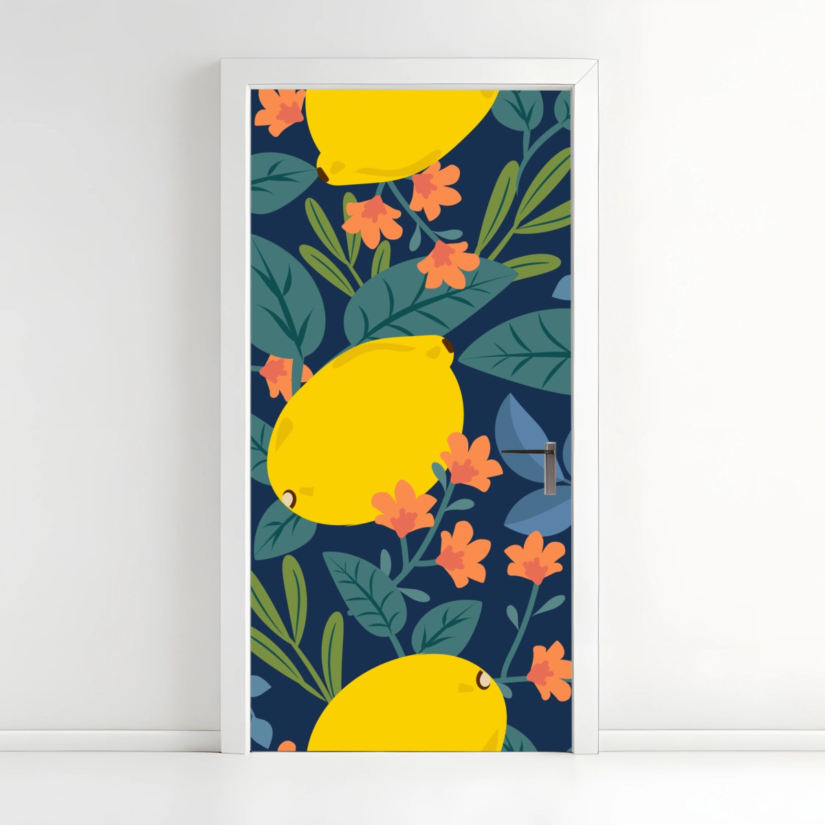 Türaufkleber leuchtendes botanisches zitronenmuster – Wallnifity®