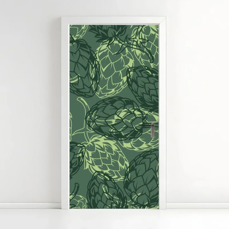 Türaufkleber grünes hopfenmuster