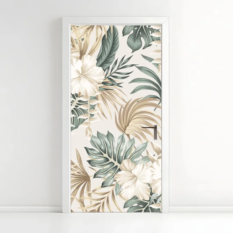 Türaufkleber zartes tropisches hibiskusmotiv