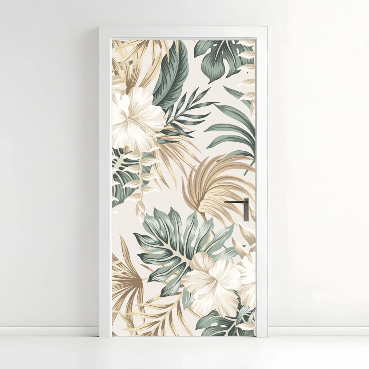 Türaufkleber zartes tropisches hibiskusmotiv – Wallnifity®