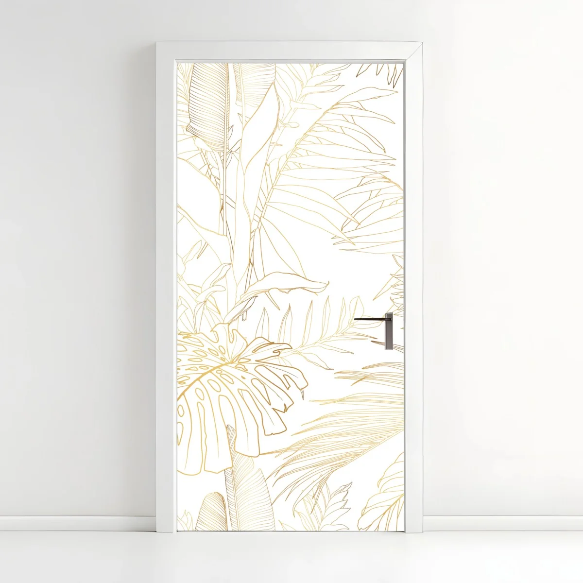 Türaufkleber goldene tropische blätter line art – Wallnifity® Türaufkleber goldene tropische blätter line art – Wallnifity®