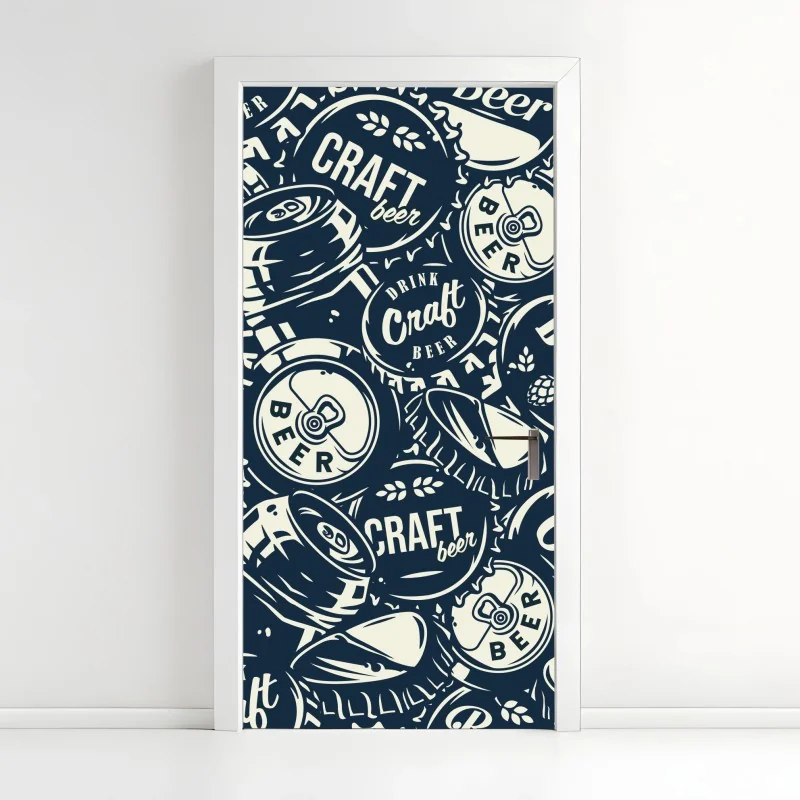 Türaufkleber muster mit craft-bier kronkorken