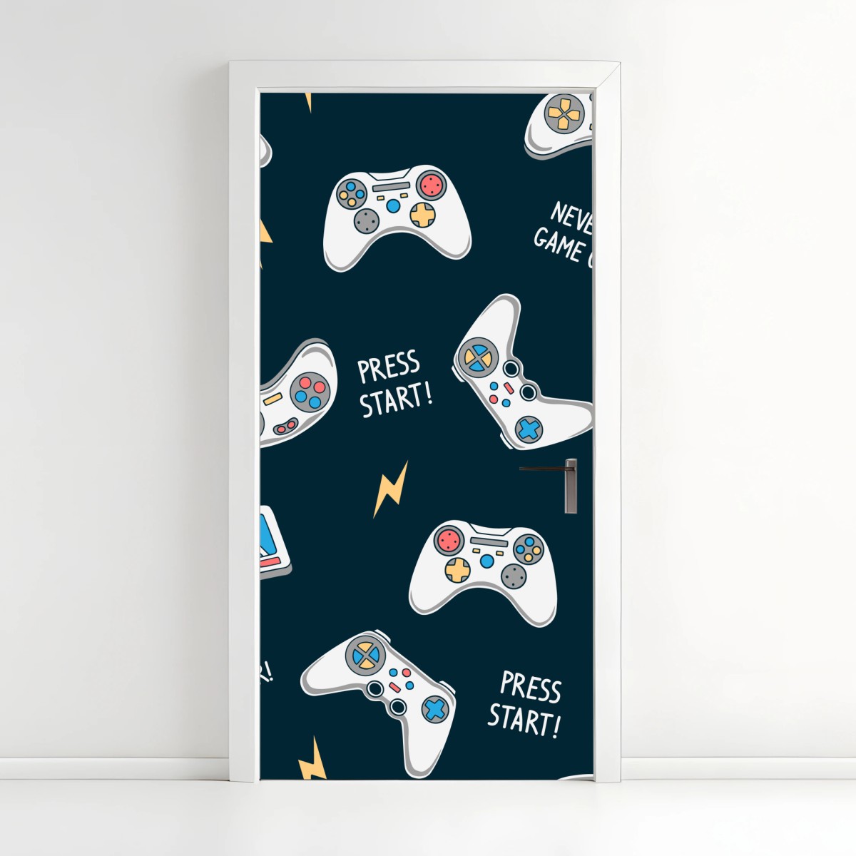 Türaufkleber retro-muster mit gamepads – Wallnifity®