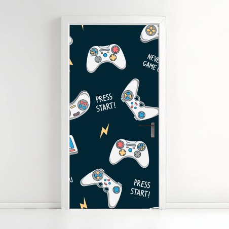 Türaufkleber retro-muster mit gamepads – Wallnifity®