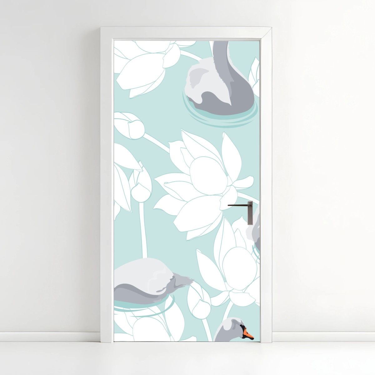 Türaufkleber sanfte schwäne und lotusblumen – Wallnifity®