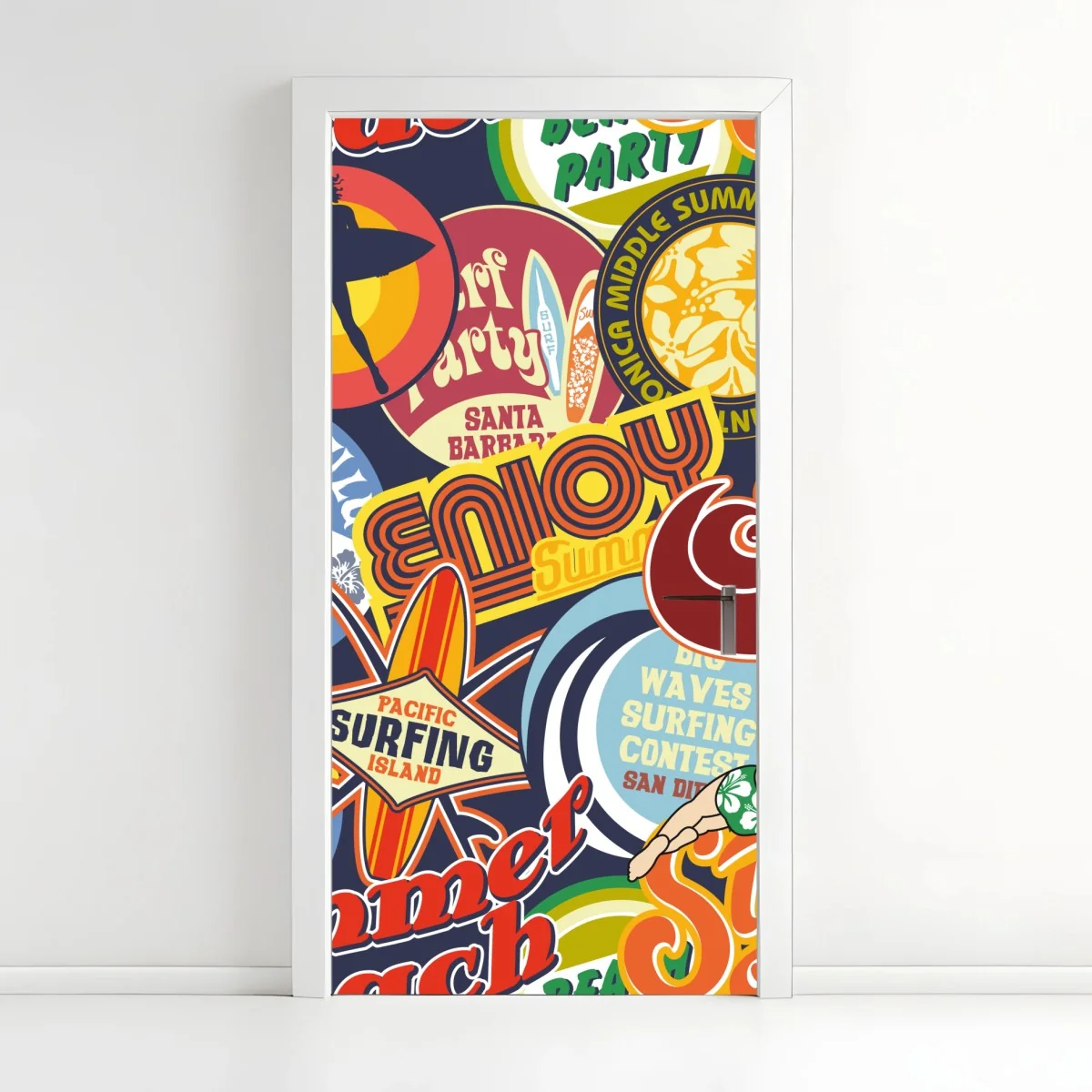 Türaufkleber retro surf aufkleber-collage – Wallnifity®