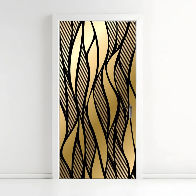 Türaufkleber luxuriöses goldenes abstraktes wellenmuster