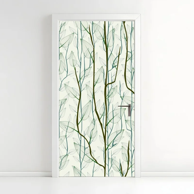 Türaufkleber zartes muster mit blättern und zweigen