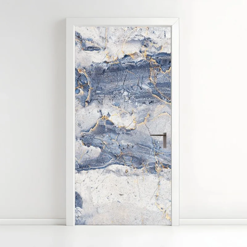 Türaufkleber blauer marmor mit goldenen adern