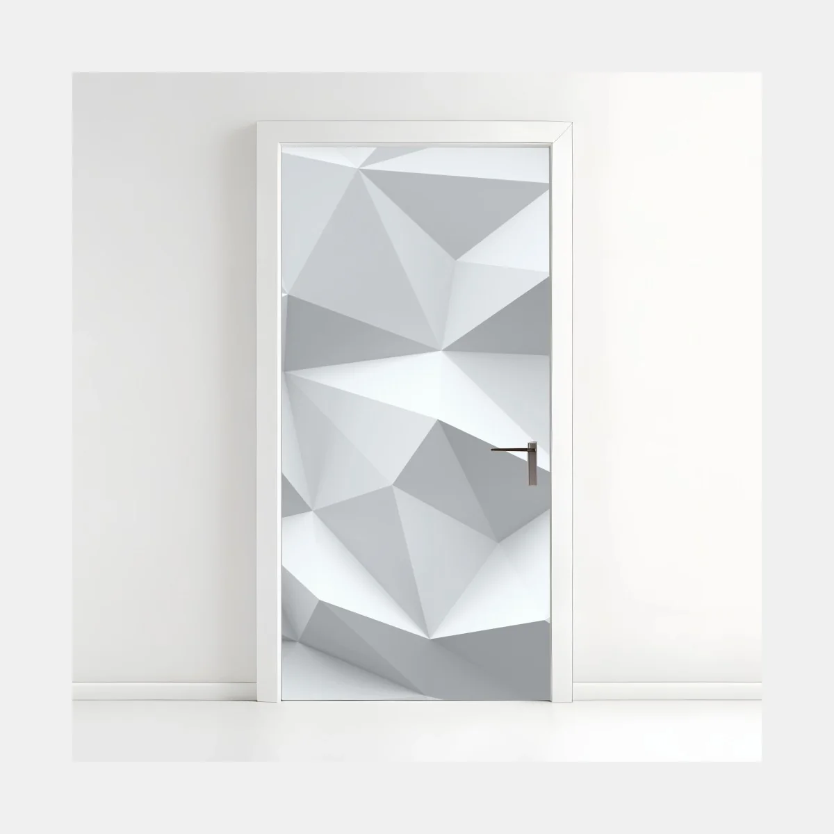 Türaufkleber weißes dreidimensionales low-poly geometrisches muster – Wallnifity® Türaufkleber weißes dreidimensionales low-poly geometrisches muster – Wallnifity®