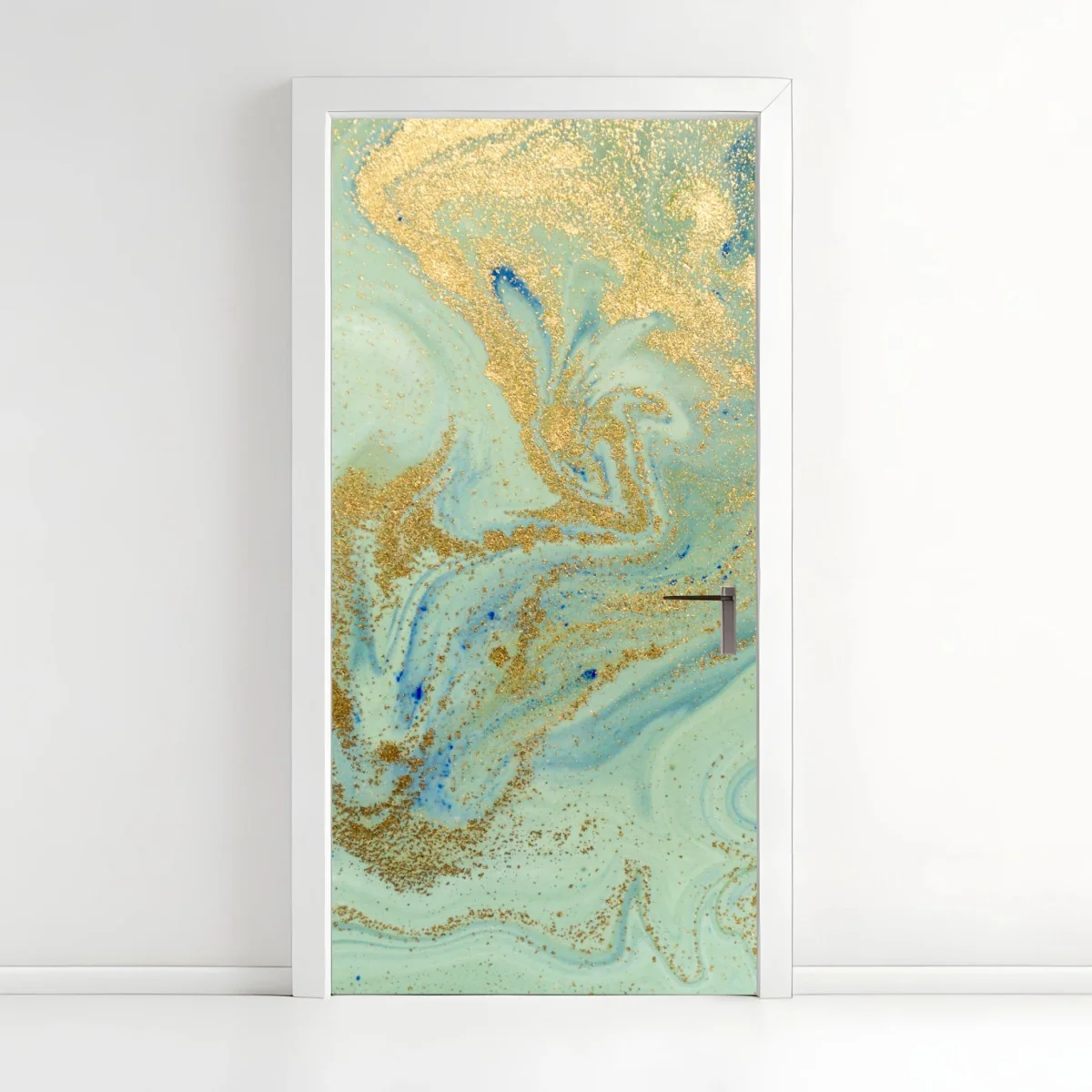 Türaufkleber türkiser marmor mit goldenen akzenten – Wallnifity® Türaufkleber türkiser marmor mit goldenen akzenten – Wallnifity®