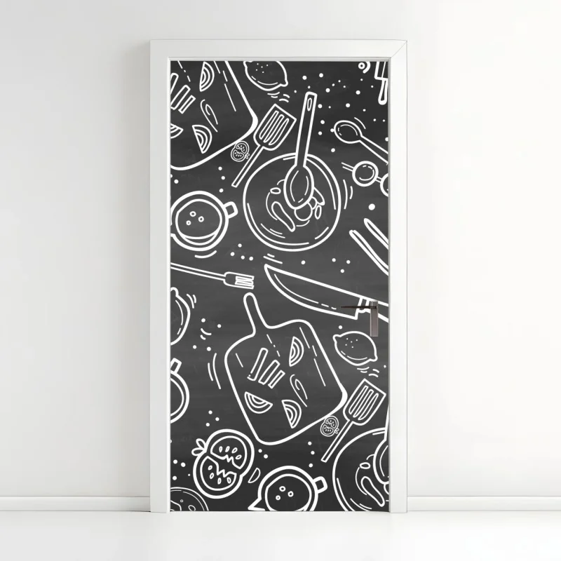 Türaufkleber küchen tafel-doodle-muster