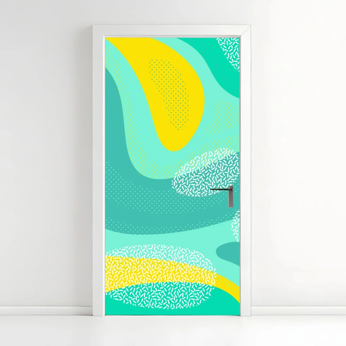 Türaufkleber türkis-gelbes abstraktes muster – Wallnifity® Türaufkleber türkis-gelbes abstraktes muster – Wallnifity®