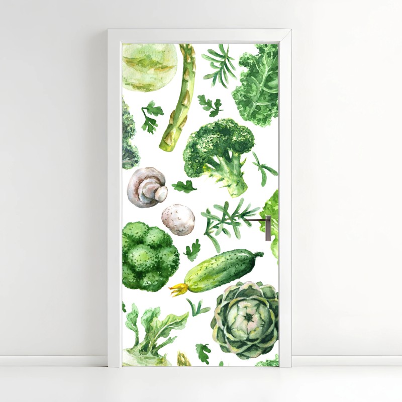 Türaufkleber aquarellmuster grünes gemüse