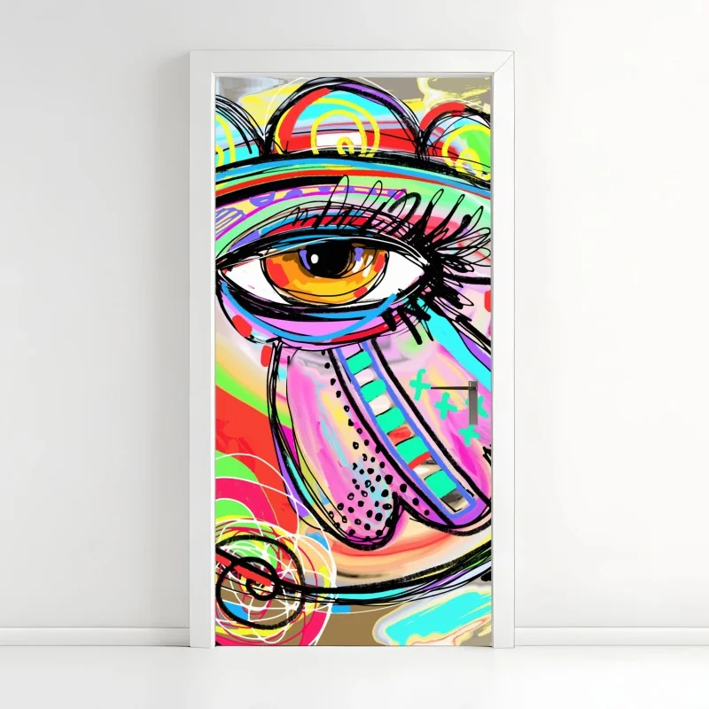 Türaufkleber lebhaftes abstraktes auge im pop-art stil