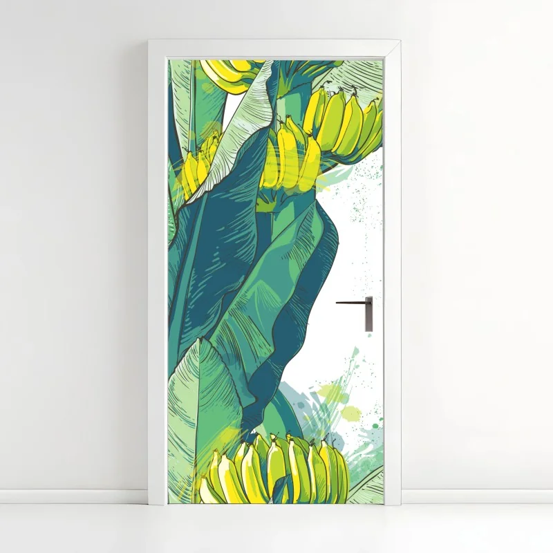 Türaufkleber pastell botanische vase mit blättern – Wallnifity®