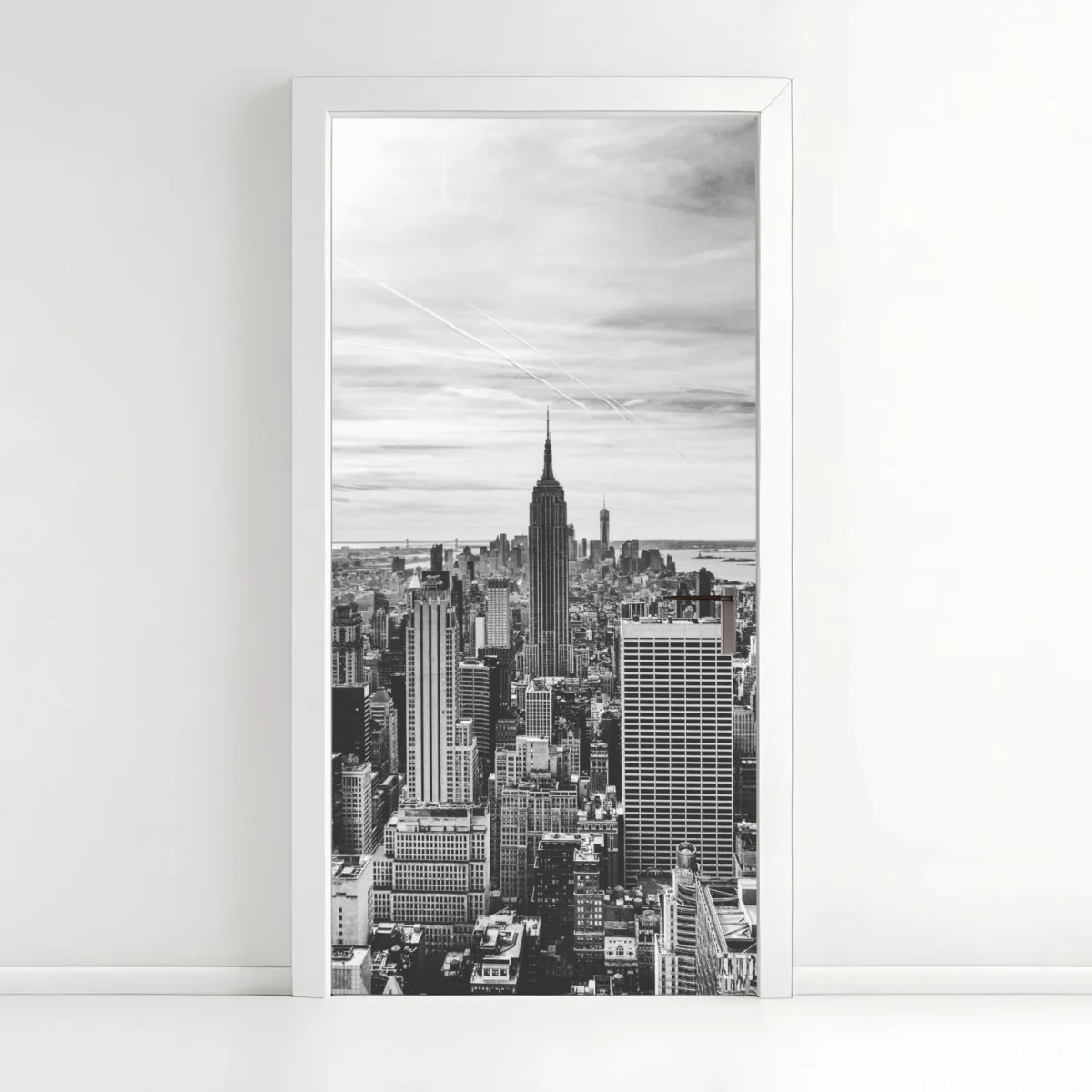 Türaufkleber panorama von New York in graustufen – Wallnifity® Türaufkleber panorama von New York in graustufen – Wallnifity®