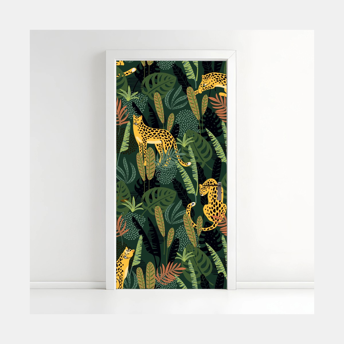 Türaufkleber tropisches leopardenmuster – Wallnifity®