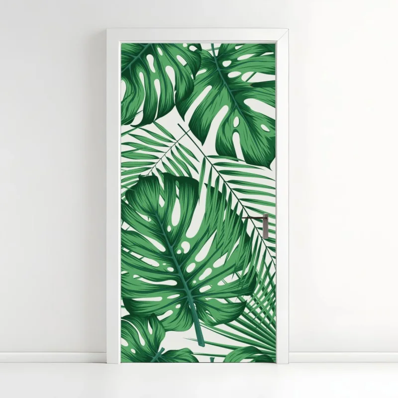 Türaufkleber beige botanisches blattmuster – Wallnifity®