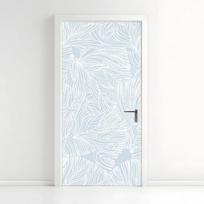 Türaufkleber sanftes blaues botanisches muster