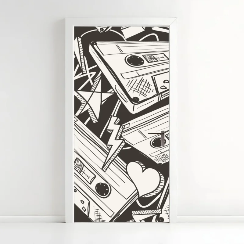 Türaufkleber strukturiertes trockenes blatt nahaufnahme – Wallnifity®