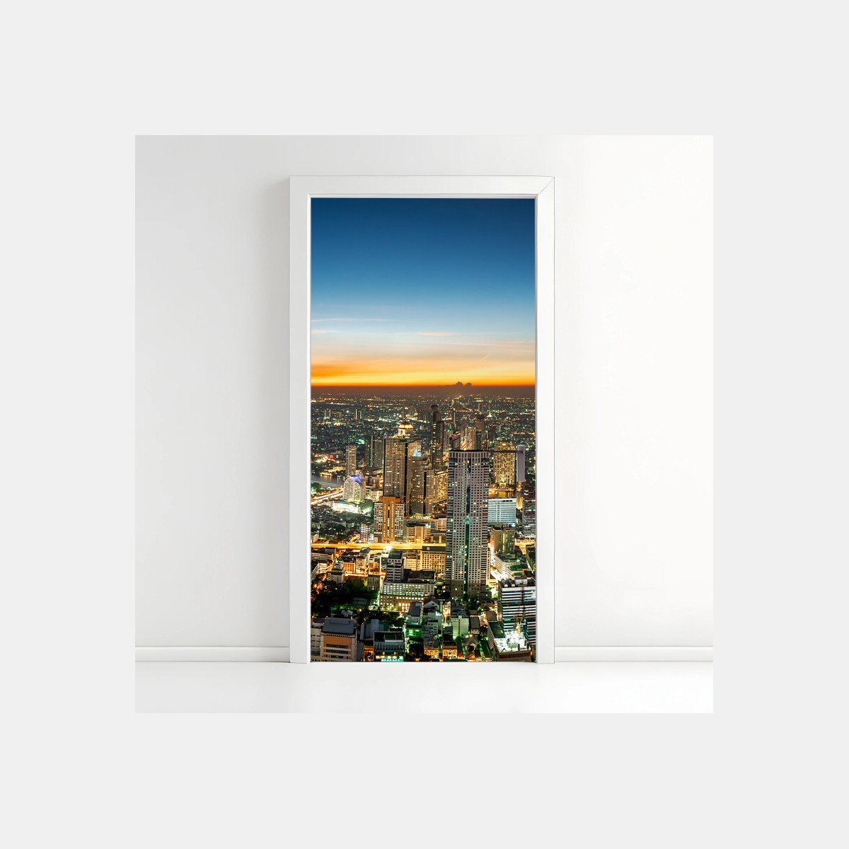 Türaufkleber panorama von Bangkok bei dämmerung – Wallnifity®