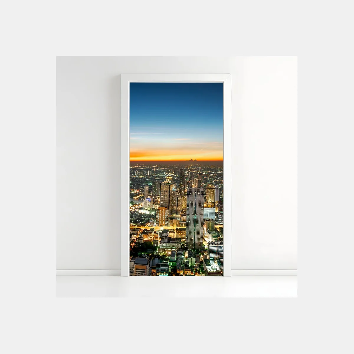 Türaufkleber panorama von Bangkok bei dämmerung – Wallnifity®