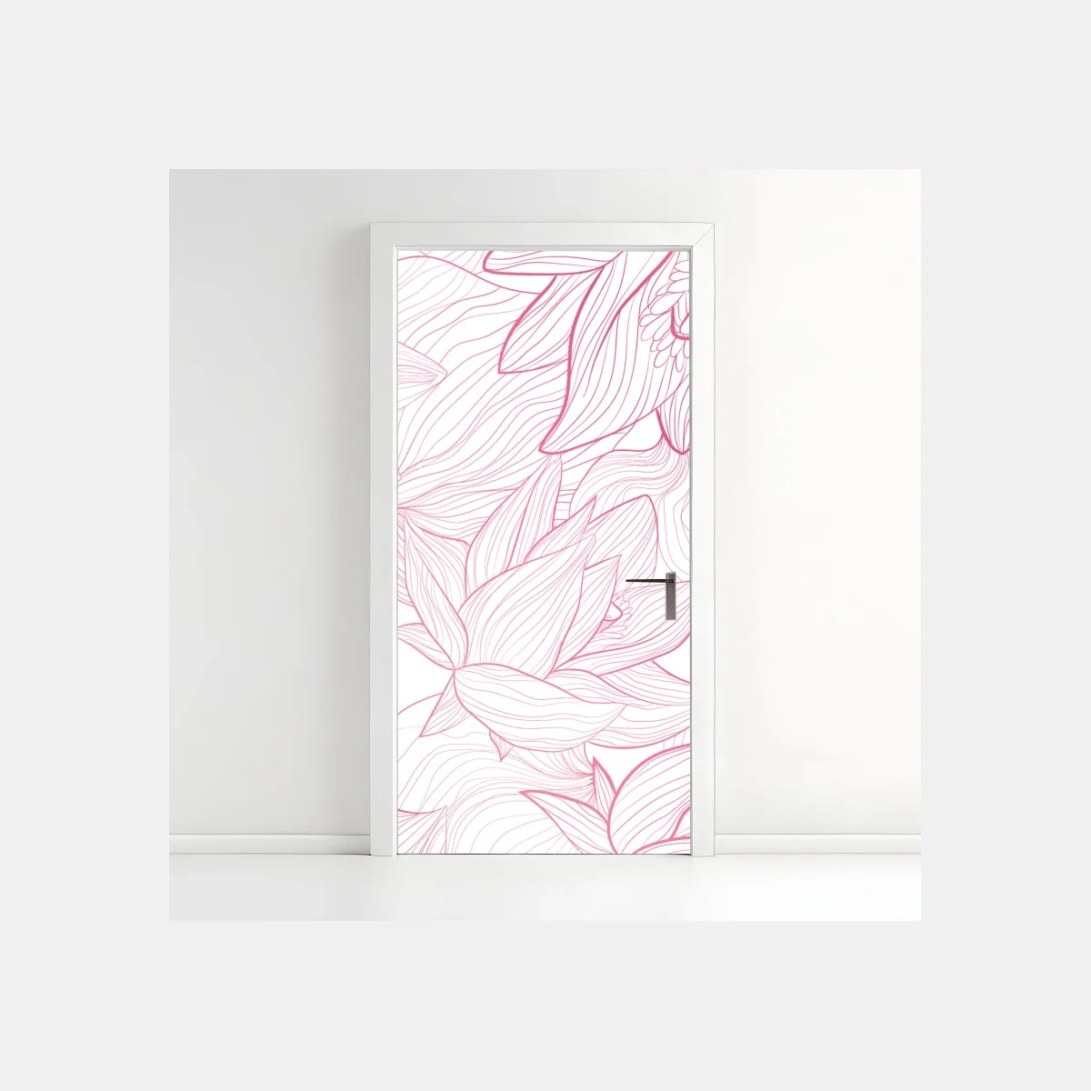 Türaufkleber zartes rosa blumenlinienmuster – Wallnifity®