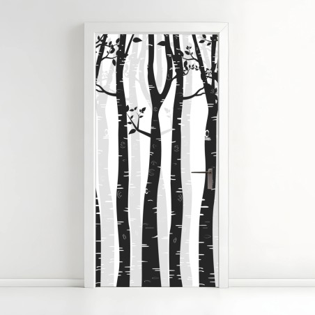 Türaufkleber monochromatischer birkenwald – Wallnifity®