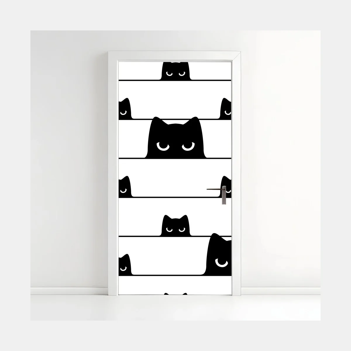 Türaufkleber verspielte katzen zwischen streifen – Wallnifity®