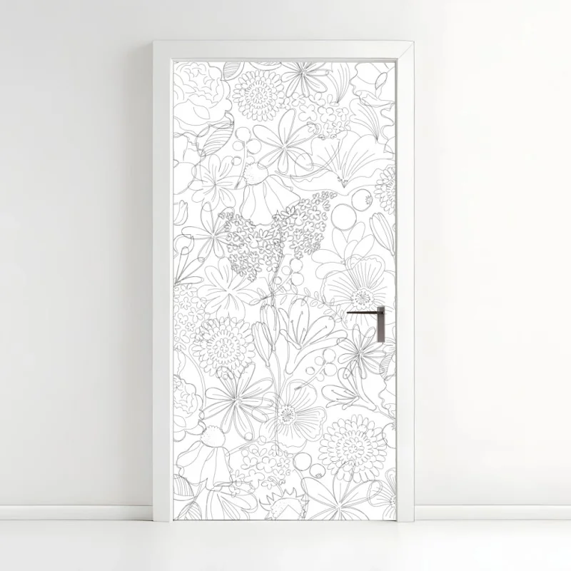 Türaufkleber ruhevoller lotus in graustufen – Wallnifity®