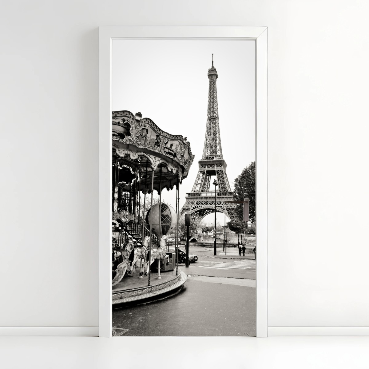 Türaufkleber Eiffelturm und karussell in Paris – Wallnifity® Türaufkleber Eiffelturm und karussell in Paris – Wallnifity®